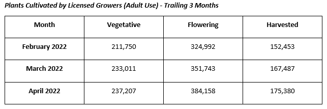 Adult Use Plant Count